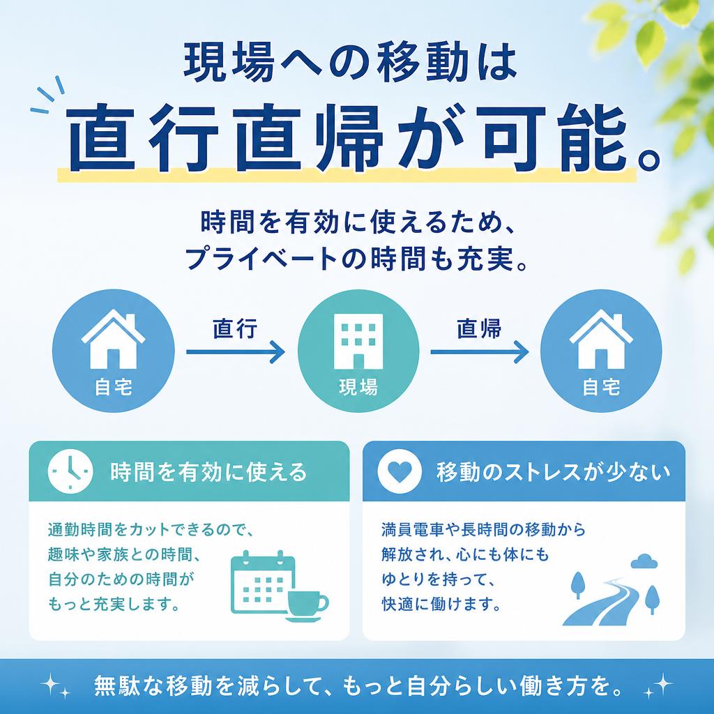 直行直帰で通勤の負担軽減