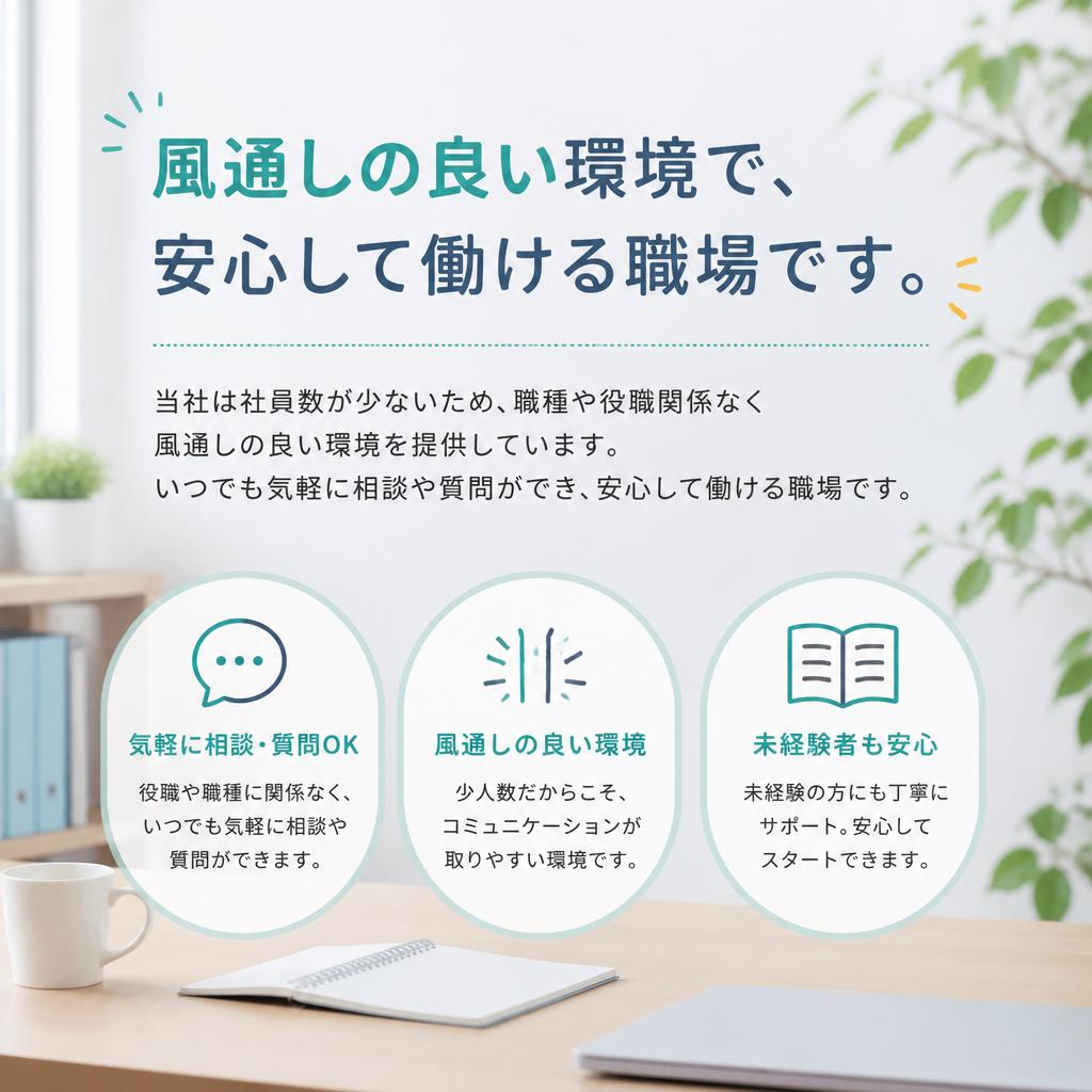 フラットな職場環境で安心して働ける
