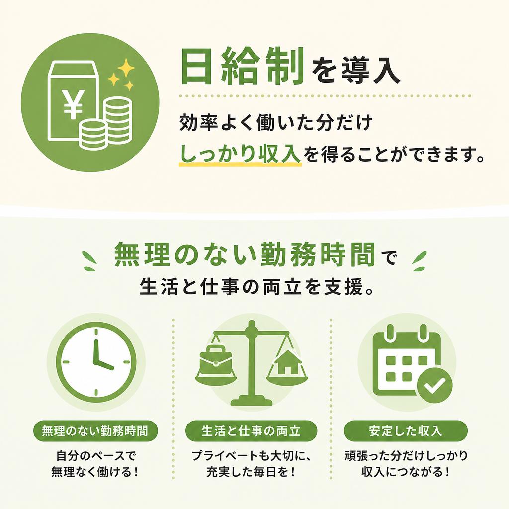 安心の給与体系！日給制で安定収入