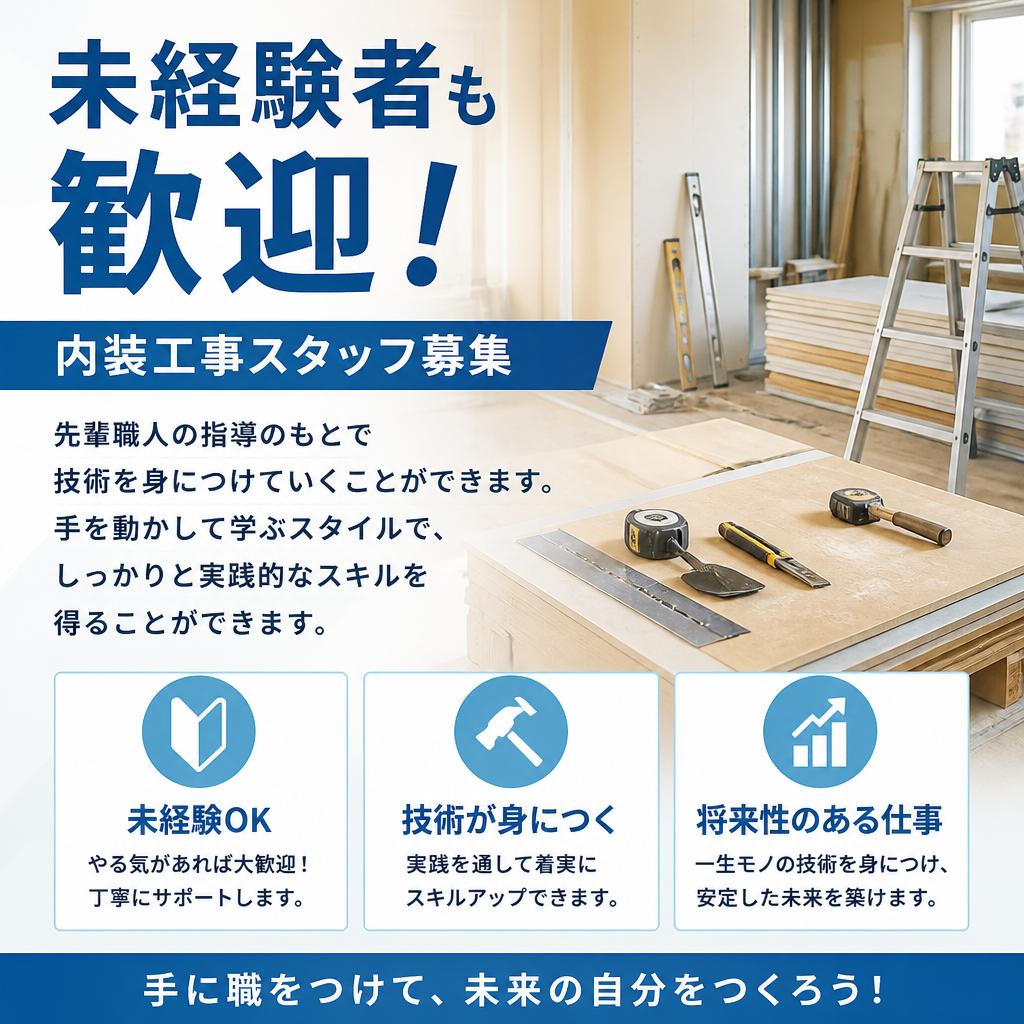 内装工事の技術が身につくチャンス