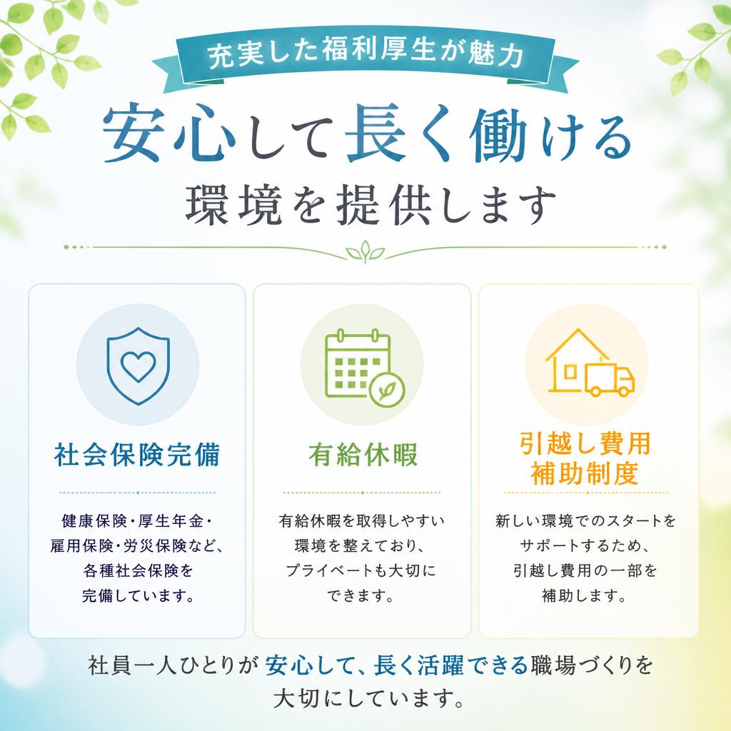魅力的な福利厚生とサポート体制