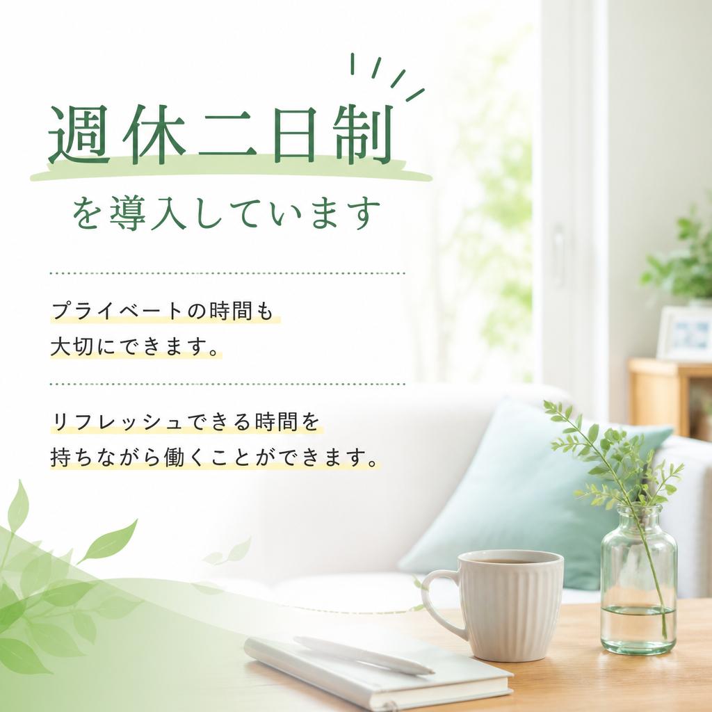 週休二日制で働きやすい