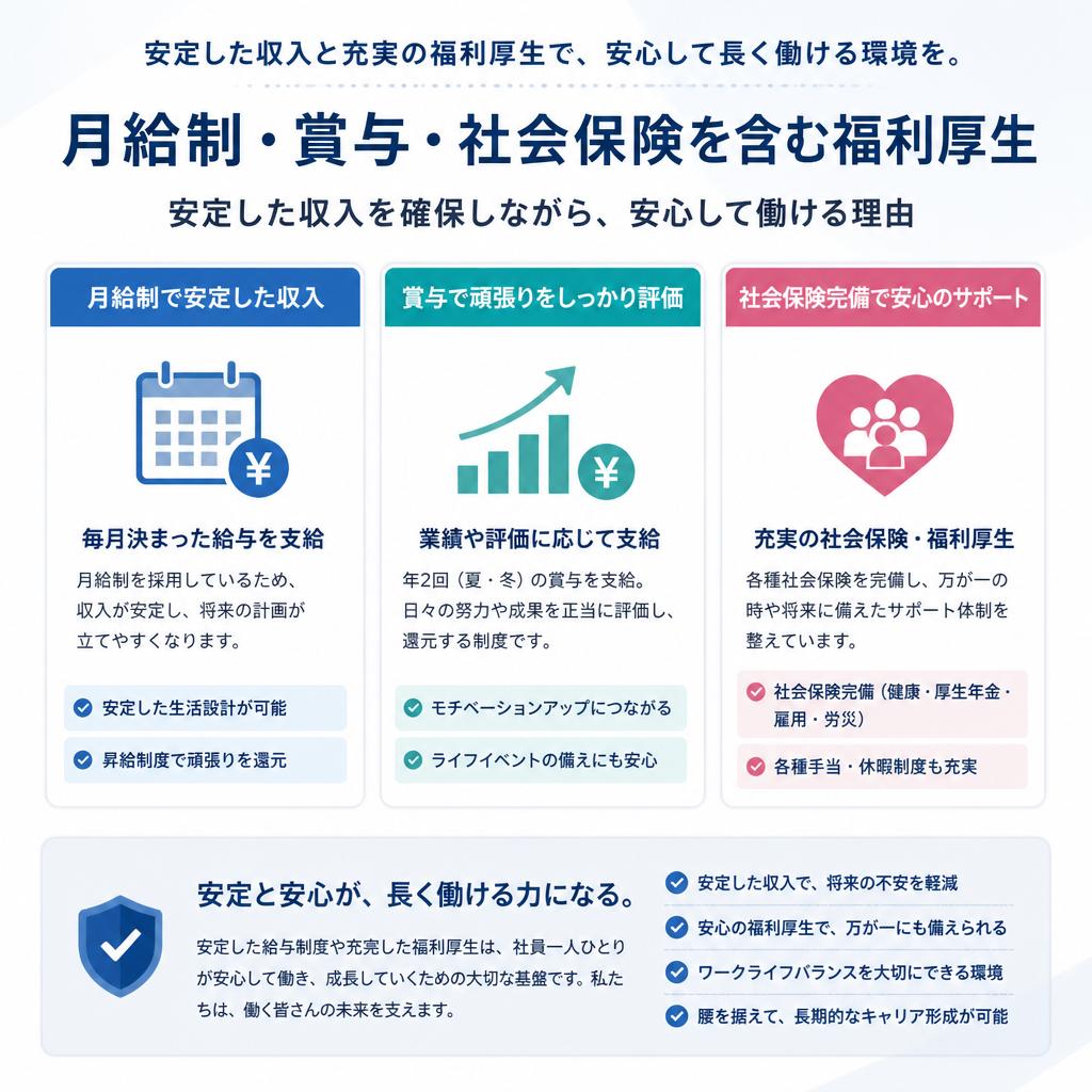 安定した収入と福利厚生
