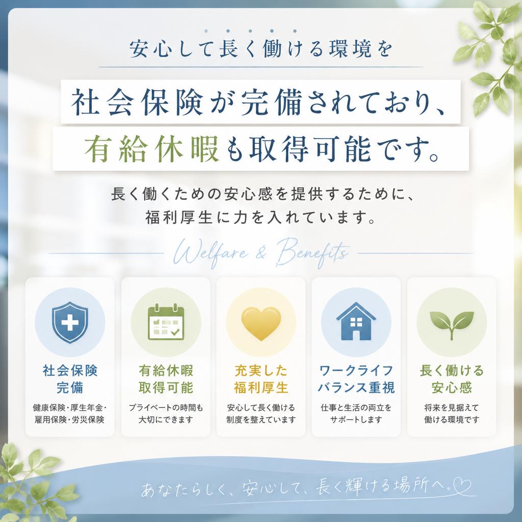 充実した福利厚生と有給休暇制度
