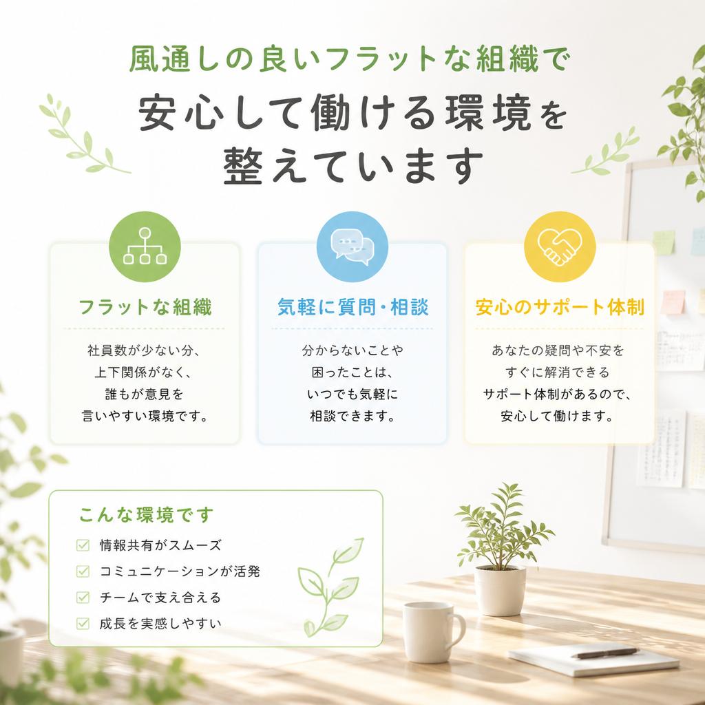 フラットで相談しやすい職場環境