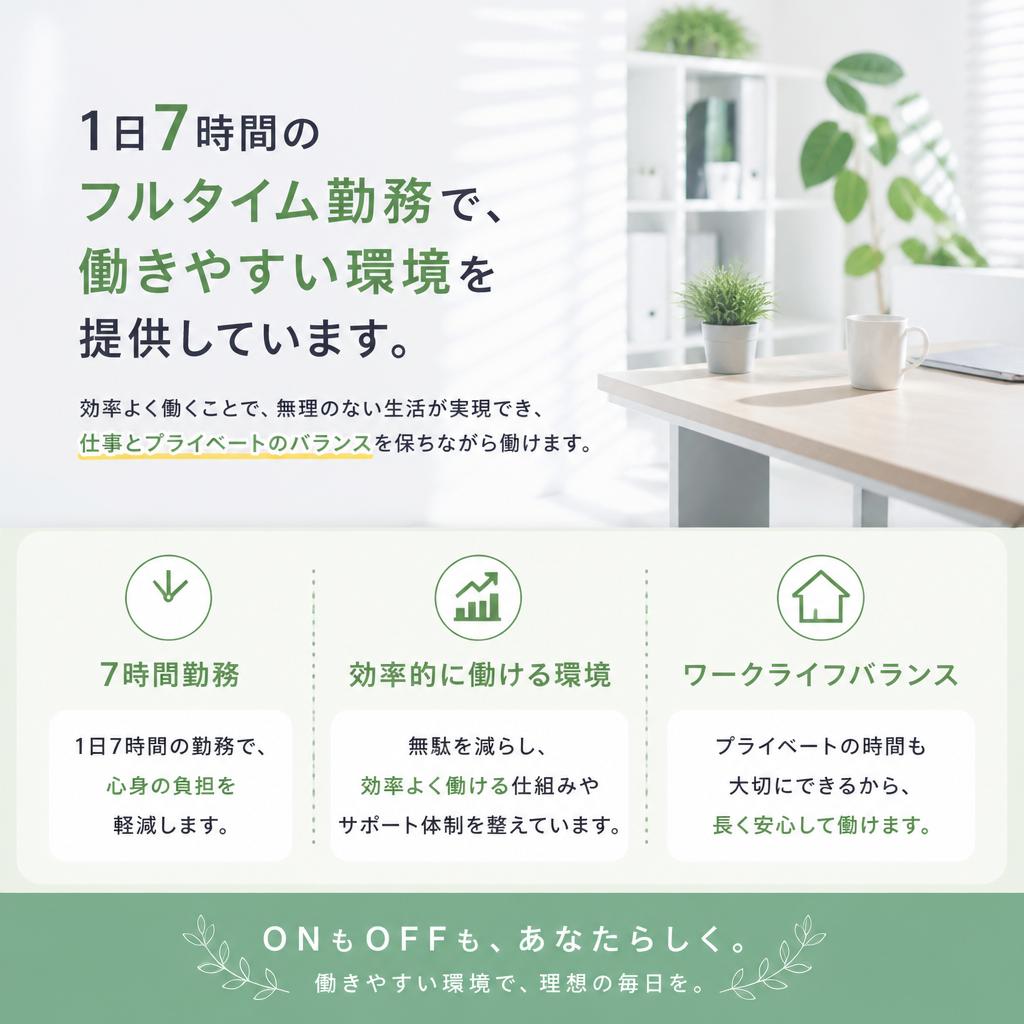 安定したフルタイム勤務でプライベートも充実