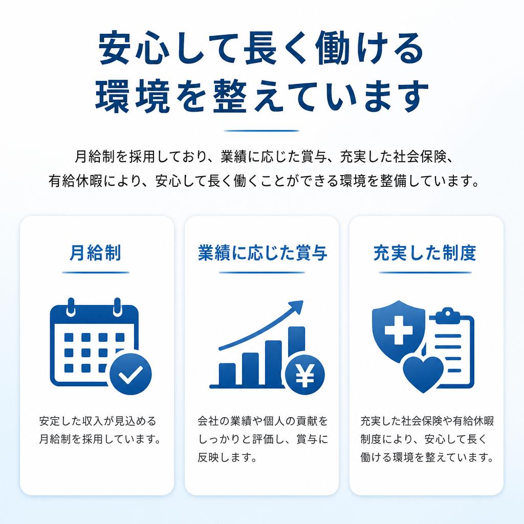 安定した職場環境で安心して働ける