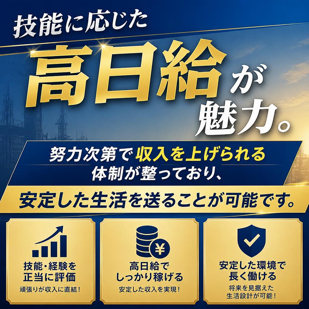 高日給で安定した収入を実現