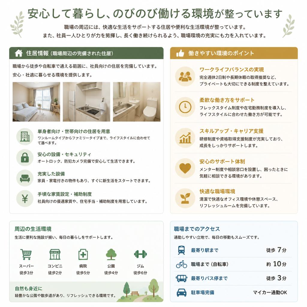 家完備で安心して働ける環境