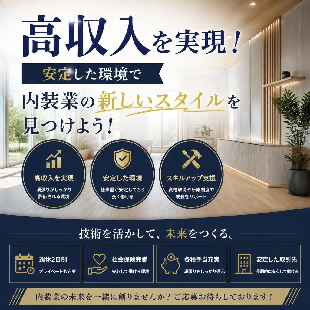 高収入を実現！安定した環境で内装業の新しいスタイルを見つけよう！