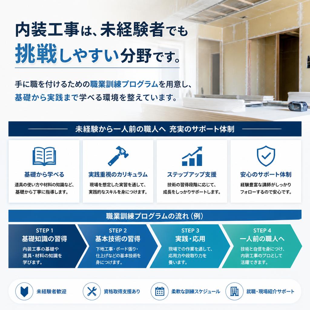 未経験から始められる内装工事の職業訓練