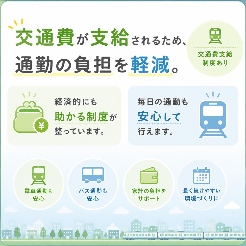 交通費支給で通勤もラクラク